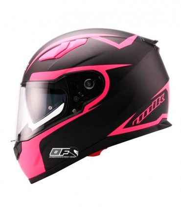 Unik Moto Casco moto Mujer Unik Next CI 01 NEGRO MATE ROSA FLUOR con 